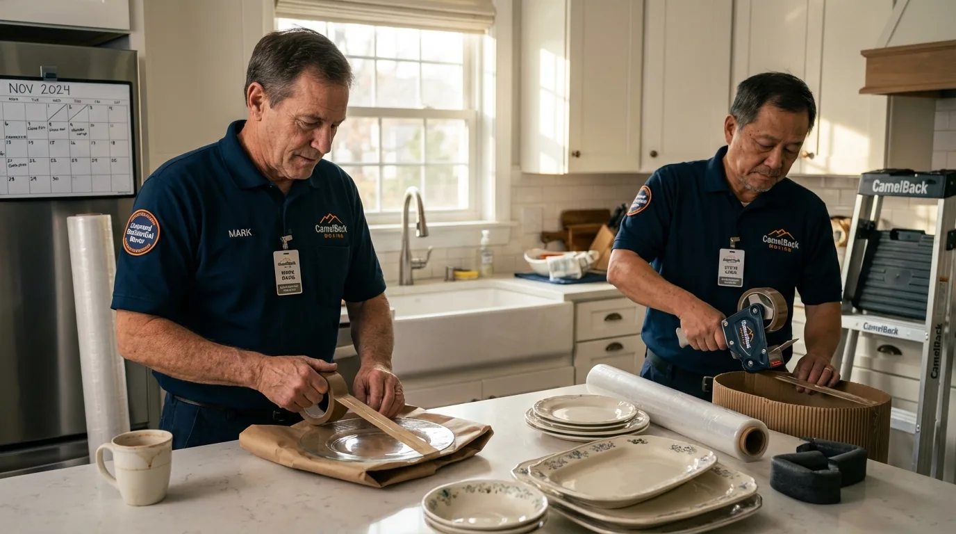Professional crew packing kitchen dishware in Woodsboro, MD